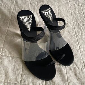 Jeffrey Campbell Women’s Clear Toe Loop Sandal Black Size 6.5  Tried on Once.